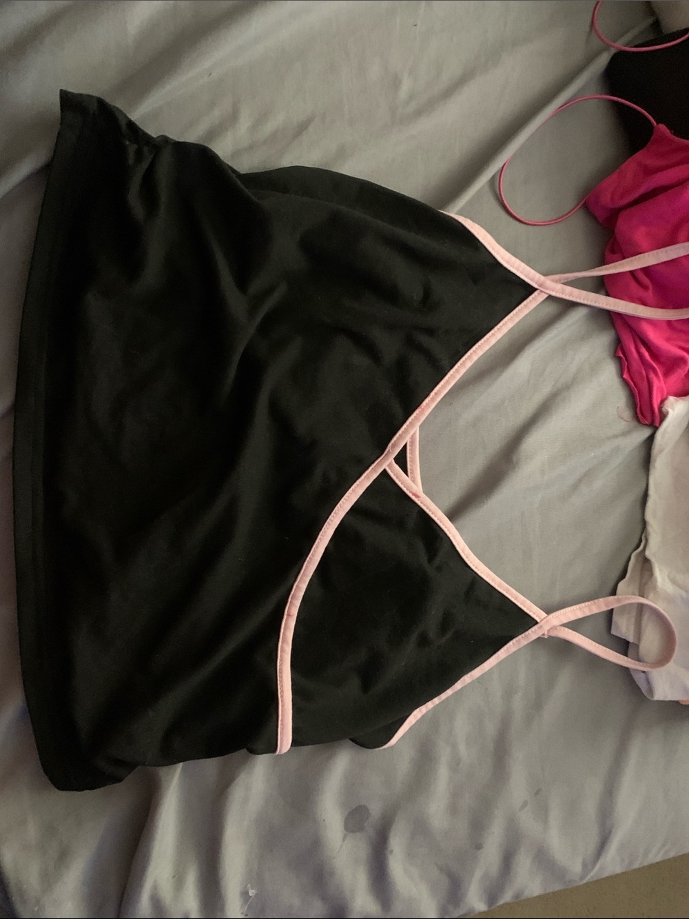 Women’s Black Sleep Cami with Pink Trim